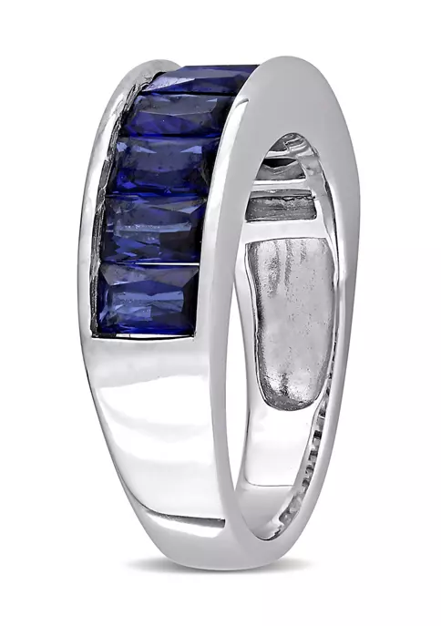 Wholesale ๐ 2.75 ct. t.w. Baguette Cut Lab Created Blue Sapphire Semi Eternity Anniversary Band in Sterling Silver by Belk & Co. ๐ 2 Wholesale ๐ 2.75 ct. t.w. Baguette Cut Lab Created Blue Sapphire Semi Eternity Anniversary Band in Sterling Silver by Belk & Co. ๐ - Image 2