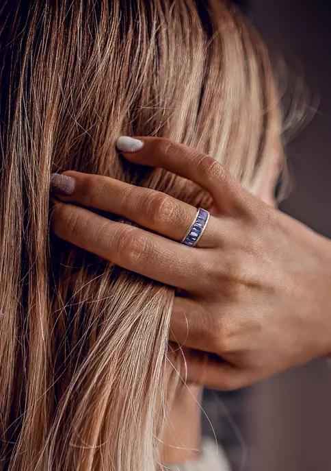 Wholesale ๐ 2.75 ct. t.w. Baguette Cut Lab Created Blue Sapphire Semi Eternity Anniversary Band in Sterling Silver by Belk & Co. ๐ 4 Wholesale ๐ 2.75 ct. t.w. Baguette Cut Lab Created Blue Sapphire Semi Eternity Anniversary Band in Sterling Silver by Belk & Co. ๐ - Image 4