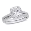 New 🌟 Lab Created 2 ct. t.w. Cushion-Cut Moissanite and 1/3 ct. t.w. Diamond Bridal Set in 14k White Gold by Belk & Co. 🌟
