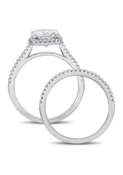 New 🌟 Lab Created 2 ct. t.w. Cushion-Cut Moissanite and 1/3 ct. t.w. Diamond Bridal Set in 14k White Gold by Belk & Co. 🌟 -DealsBelk & Co. Store Belk 8675