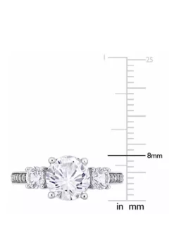 Deals 😉 3 ct. t.w. Lab Created White Sapphire and 1/10 ct. t.w. Diamond 3 Stone Ring in 10K White Gold by Belk & Co. 🌟 -DealsBelk & Co. Store Belk 8683