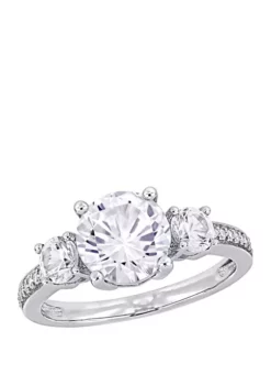 Deals 😉 3 ct. t.w. Lab Created White Sapphire and 1/10 ct. t.w. Diamond 3 Stone Ring in 10K White Gold by Belk & Co. 🌟 -DealsBelk & Co. Store Belk 8685