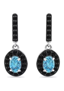 Cheapest ๐ 1 ct. t.w. Blue Topaz and 1/3 ct. t.w. Black Spinel Drop Earrings in Sterling Silver by Belk & Co. ๐ฅฐ