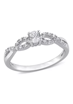 Outlet 💯 Lab Created Created White Sapphire and 1/10 CT TW Diamond Infinity Engagement Ring in Sterling Silver by Belk & Co. 🎉 -DealsBelk & Co. Store Belk 8741