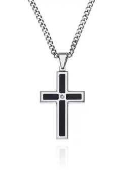 Top 10 🔥 Men's Stainless Steel Black Resin and Diamond Cross Pendant by Belk & Co. ❤️