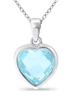 New 🥰 3.6 ct. t.w. Blue Topaz Heart Briolette Pendant Necklace in Sterling Silver by Belk & Co. ✨ -DealsBelk & Co. Store Belk 8784