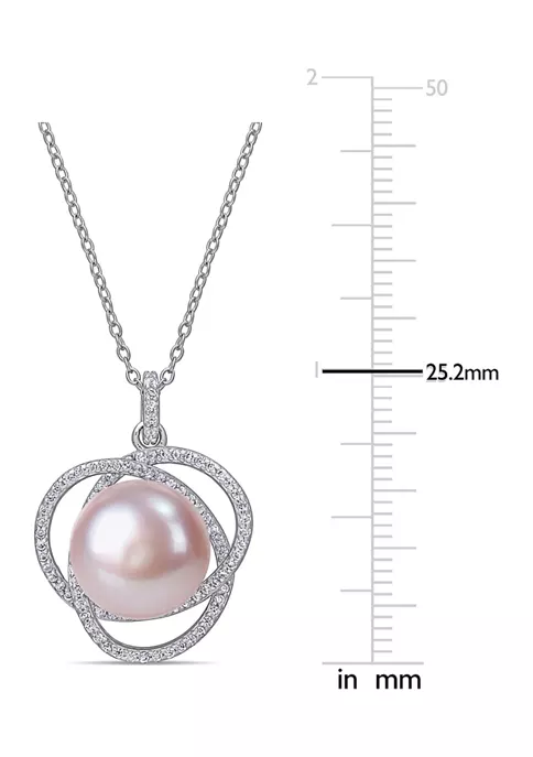 Deals 🎉 12-12.5 MM Pink Cultured Freshwater Pearl and Cubic Zirconia Interlaced Halo Necklace in Sterling Silver by Belk & Co. 👏 2 Deals 🎉 12-12.5 MM Pink Cultured Freshwater Pearl and Cubic Zirconia Interlaced Halo Necklace in Sterling Silver by Belk & Co. 👏 - Image 2