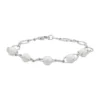 Flash Sale 👍 7-7.5 Millimeter Oval Pearl and 1.5 Millimeter Lab Created White Sapphire Bracelet in Sterling Silver by Belk & Co. 🎉