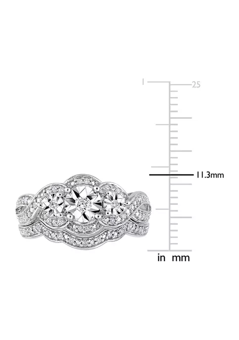 Discount ๐ 1/4 ct. t.w. Diamond 3-Stone Bridal Set in Sterling Silver by Belk & Co. ๐ 4 Discount ๐ 1/4 ct. t.w. Diamond 3-Stone Bridal Set in Sterling Silver by Belk & Co. ๐ - Image 4
