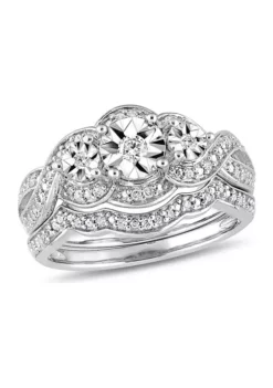 Discount ๐ 1/4 ct. t.w. Diamond 3-Stone Bridal Set in Sterling Silver by Belk & Co. ๐ 11 Discount ๐ 1/4 ct. t.w. Diamond 3-Stone Bridal Set in Sterling Silver by Belk & Co. ๐ -DealsBelk & Co. Store Belk 8823