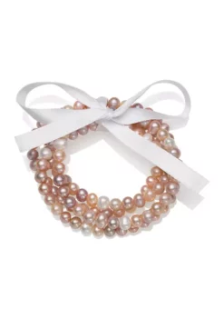 Best Sale ๐ Natural White, Pink, Peach, Lavender Cultured Freshwater Pearl 4-Piece Stretch Bracelet Set by Belk & Co. ๐