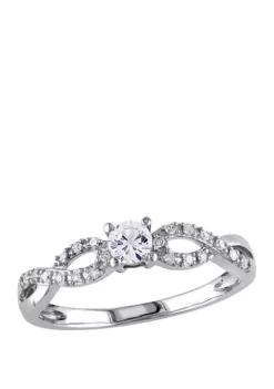 Coupon ✨ 1/4 ct. t.w. Lab Created White Sapphire and 1/10 ct. t.w. Diamond Infinity Promise Ring in 10K White Gold by Belk & Co. 🔔