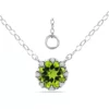 Outlet 👏 1-1/5 ct. 7MM Round Peridot and White Topaz Crown Necklace on 16 inch Chain with Extender, Sterling Silver by Belk & Co. 🧨