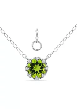 Outlet 👏 1-1/5 ct. 7MM Round Peridot and White Topaz Crown Necklace on 16 inch Chain with Extender, Sterling Silver by Belk & Co. 🧨 -DealsBelk & Co. Store Belk 8856