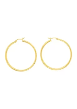 Outlet 🥰 3 mm x 50 mm Round Tube Hoop Earrings in Gold Over Sterling Silver by Belk & Co. 🥰 -DealsBelk & Co. Store Belk 8877
