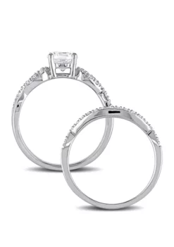 Flash Sale 🎁 1 ct. t.w. Lab Created White Sapphire and 1/6 ct. t.w. Diamond Infinity Bridal Set in 10K White Gold by Belk & Co. ✨ -DealsBelk & Co. Store Belk 8901