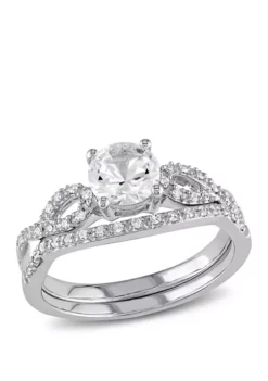 Flash Sale 🎁 1 ct. t.w. Lab Created White Sapphire and 1/6 ct. t.w. Diamond Infinity Bridal Set in 10K White Gold by Belk & Co. ✨ -DealsBelk & Co. Store Belk 8904