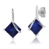 Buy 😀 7 Millimeter Princess Cut Created Blue Sapphire Drop Earrings in Sterling Silver by Belk & Co. 👏