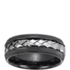Deals 🌟 Mens Stainless Steel and Ceramic Ring with Woven Center by Belk & Co. 👍