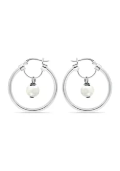 Cheapest โ๏ธ Fresh Water Pearl Drop Hoop Earrings in Sterling Silver by Belk & Co. ๐