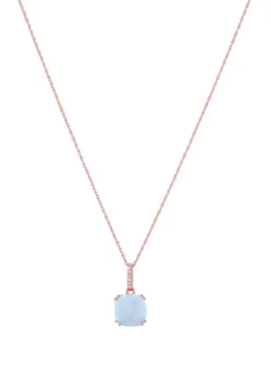 Best Sale ⌛ 10 Karat Gold Created Opal Diamond Necklace by Belk & Co. ⌛