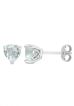 Discount ❤️ 1.33 CT TGW Heart Shape Aquamarine Earrings in Sterling Silver by Belk & Co. 🎁 -DealsBelk & Co. Store Belk 8963