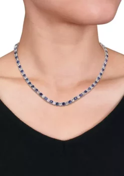 New ⭐ Created Blue and White Sapphire Tennis Necklace in Sterling Silver by Belk & Co. ❤️ -DealsBelk & Co. Store Belk 8969