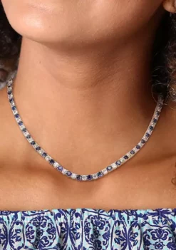 New ⭐ Created Blue and White Sapphire Tennis Necklace in Sterling Silver by Belk & Co. ❤️ -DealsBelk & Co. Store Belk 8970