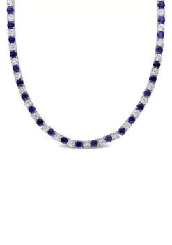 New ⭐ Created Blue and White Sapphire Tennis Necklace in Sterling Silver by Belk & Co. ❤️ -DealsBelk & Co. Store Belk 8971