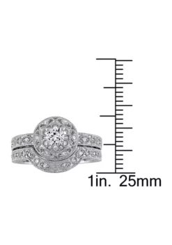 Deals 👏 1/3 ct. t.w. Created White Sapphire and 1/10 ct. t.w. Diamond Vintage Bridal Set in Sterling Silver by Belk & Co. ✨ -DealsBelk & Co. Store Belk 8977