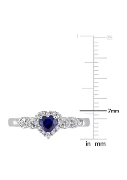 Coupon 😀 3/8 ct. t.w. Created Blue Sapphire and Diamond-Accent Halo Heart Ring in Sterling Silver by Belk & Co. 😉 -DealsBelk & Co. Store Belk 898