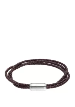 Hot Sale ๐ Stainless Steel Brown Leather Bracelet with Magnetic Closure by Belk & Co. โค๏ธ