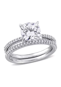Best reviews of 👏 Lab Created 2 ct. t.w. Cushion-Cut Moissanite and 1/4 ct. t.w. Diamond Bridal Set in 14k White Gold by Belk & Co. 💯 -DealsBelk & Co. Store Belk 9005