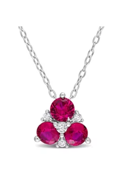 Wholesale 🥰 Lab Created Created Ruby and Created White Sapphire Pendant with Chain in Sterling Silver by Belk & Co. 🎉