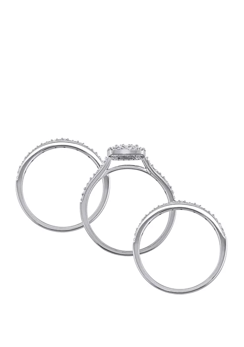 Outlet ✨ 3 Piece 1/3 ct. t.w. Diamond Cluster Halo Bridal Set in 10k White Gold by Belk & Co. ❤️ 3 Outlet ✨ 3 Piece 1/3 ct. t.w. Diamond Cluster Halo Bridal Set in 10k White Gold by Belk & Co. ❤️ - Image 3