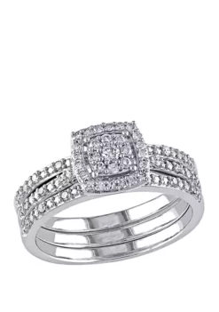 Outlet ✨ 3 Piece 1/3 ct. t.w. Diamond Cluster Halo Bridal Set in 10k White Gold by Belk & Co. ❤️ 7 Outlet ✨ 3 Piece 1/3 ct. t.w. Diamond Cluster Halo Bridal Set in 10k White Gold by Belk & Co. ❤️ -DealsBelk & Co. Store Belk 9028