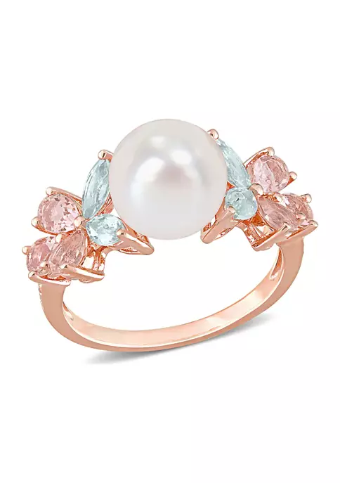 Best deal โจ 8.5-9 mm Cultured Freshwater Pearl and 1.43 ct. t.w. Morganite Aquamarine White Topaz Cocktail Ring in 18k Rose Plated Sterling Silver by Belk & Co. ๐ 1 Best deal โจ 8.5-9 mm Cultured Freshwater Pearl and 1.43 ct. t.w. Morganite Aquamarine White Topaz Cocktail Ring in 18k Rose Plated Sterling Silver by Belk & Co. ๐