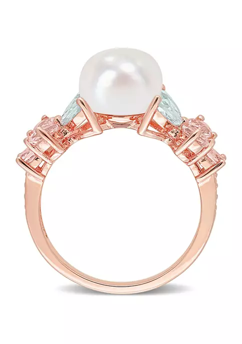 Best deal โจ 8.5-9 mm Cultured Freshwater Pearl and 1.43 ct. t.w. Morganite Aquamarine White Topaz Cocktail Ring in 18k Rose Plated Sterling Silver by Belk & Co. ๐ 4 Best deal โจ 8.5-9 mm Cultured Freshwater Pearl and 1.43 ct. t.w. Morganite Aquamarine White Topaz Cocktail Ring in 18k Rose Plated Sterling Silver by Belk & Co. ๐ - Image 4