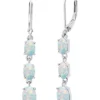 Outlet 💯 Created Opal Oval Shape Dangle Earrings in 925 Sterling Silver (1.5 Inch) by Belk & Co. 🛒