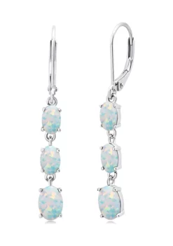 Outlet 💯 Created Opal Oval Shape Dangle Earrings in 925 Sterling Silver (1.5 Inch) by Belk & Co. 🛒 -DealsBelk & Co. Store Belk 9049