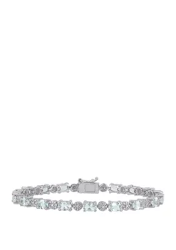 Coupon 👏 7.2 ct. t.w Aquamarine and 1/10 ct. t.w. Diamond Accent Tennis Bracelet in Sterling Silver by Belk & Co. ✔️ -DealsBelk & Co. Store Belk 9063