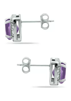 Deals 😍 1.52 ct. t.w. Amethyst and 1/4 ct. t.w. White Topaz Halo Stud Earrings in Sterling Silver by Belk & Co. 🌟 -DealsBelk & Co. Store Belk 9067