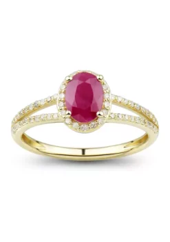 Flash Sale 😍 1/5 ct. t.w. Diamond and Ruby Ring in 10K Yellow Gold by Belk & Co. ✔️