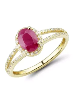 Flash Sale 😍 1/5 ct. t.w. Diamond and Ruby Ring in 10K Yellow Gold by Belk & Co. ✔️ -DealsBelk & Co. Store Belk 9072