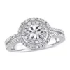 Promo ⌛ 1/5 ct. t.w. Diamond Halo Split Shank Ring in Sterling Silver by Belk & Co. 😉
