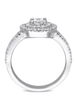 Promo ⌛ 1/5 ct. t.w. Diamond Halo Split Shank Ring in Sterling Silver by Belk & Co. 😉 -DealsBelk & Co. Store Belk 9081