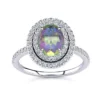 Brand new 🎁 1 1/2cttw Oval Shape Mystic Topaz and Double Halo Diamond Ring In Sterling Silver by Belk & Co. 😍
