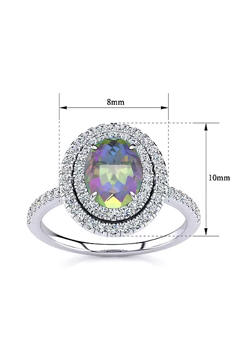 Brand new ๐ 1 1/2cttw Oval Shape Mystic Topaz and Double Halo Diamond Ring In Sterling Silver by Belk & Co. ๐ 4 Brand new ๐ 1 1/2cttw Oval Shape Mystic Topaz and Double Halo Diamond Ring In Sterling Silver by Belk & Co. ๐ - Image 4