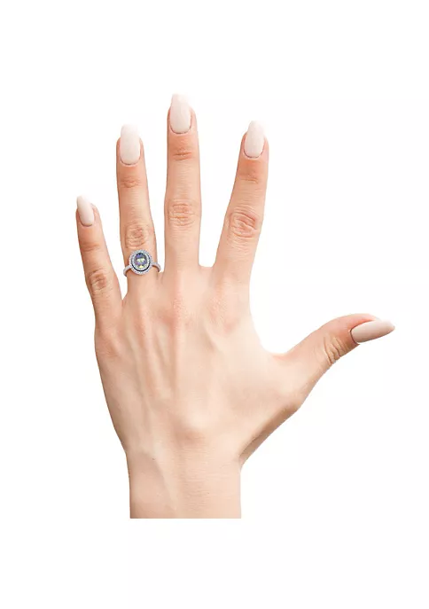 Brand new ๐ 1 1/2cttw Oval Shape Mystic Topaz and Double Halo Diamond Ring In Sterling Silver by Belk & Co. ๐ 5 Brand new ๐ 1 1/2cttw Oval Shape Mystic Topaz and Double Halo Diamond Ring In Sterling Silver by Belk & Co. ๐ - Image 5