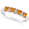 Discount 🔔 Sterling Silver 3mm Princess Cut Citrine Diamond Accent Ring by Belk & Co. ⌛